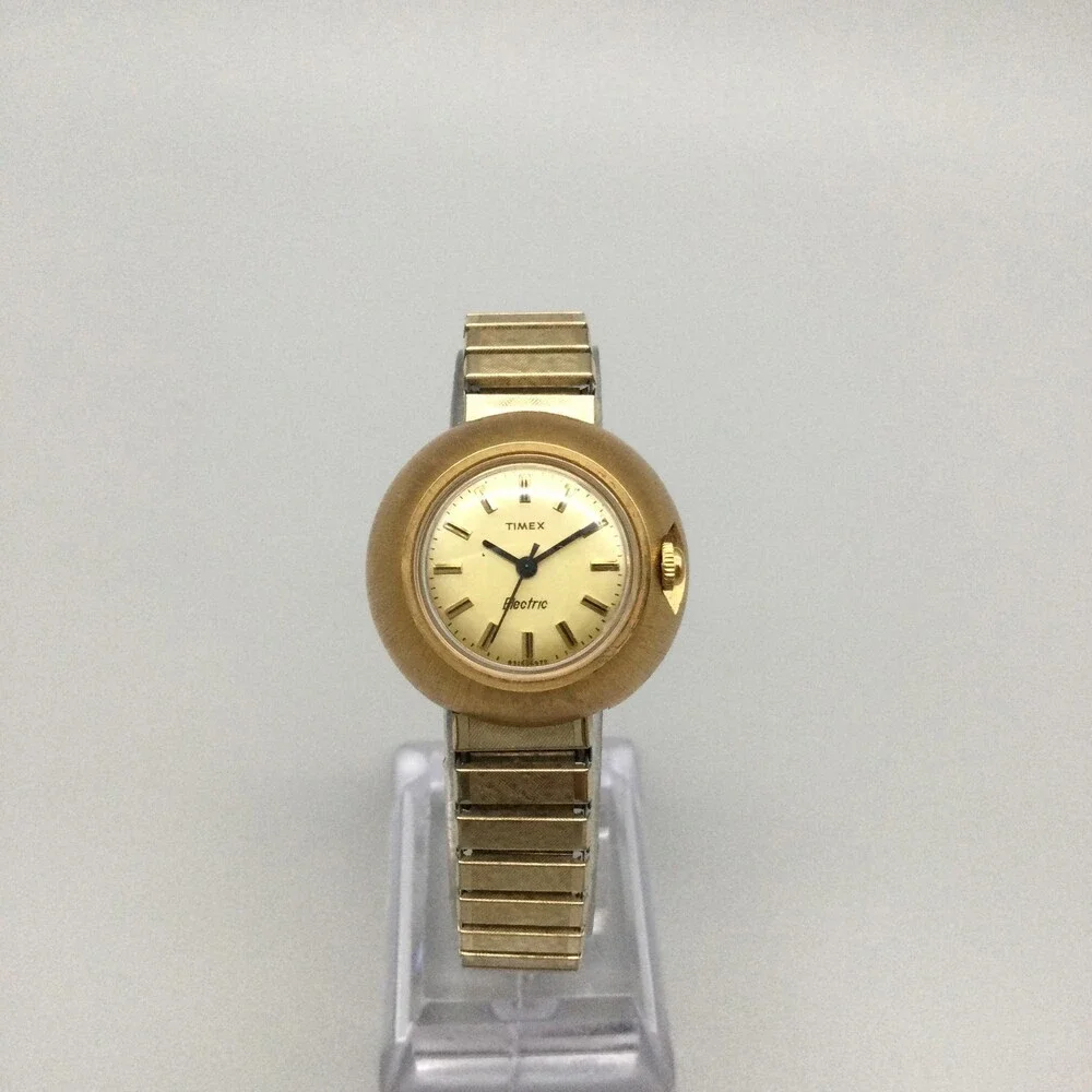 Vintage Timex Electric Womens Watch 30mm Champagne Dial NOT RUNNING FOR PARTS